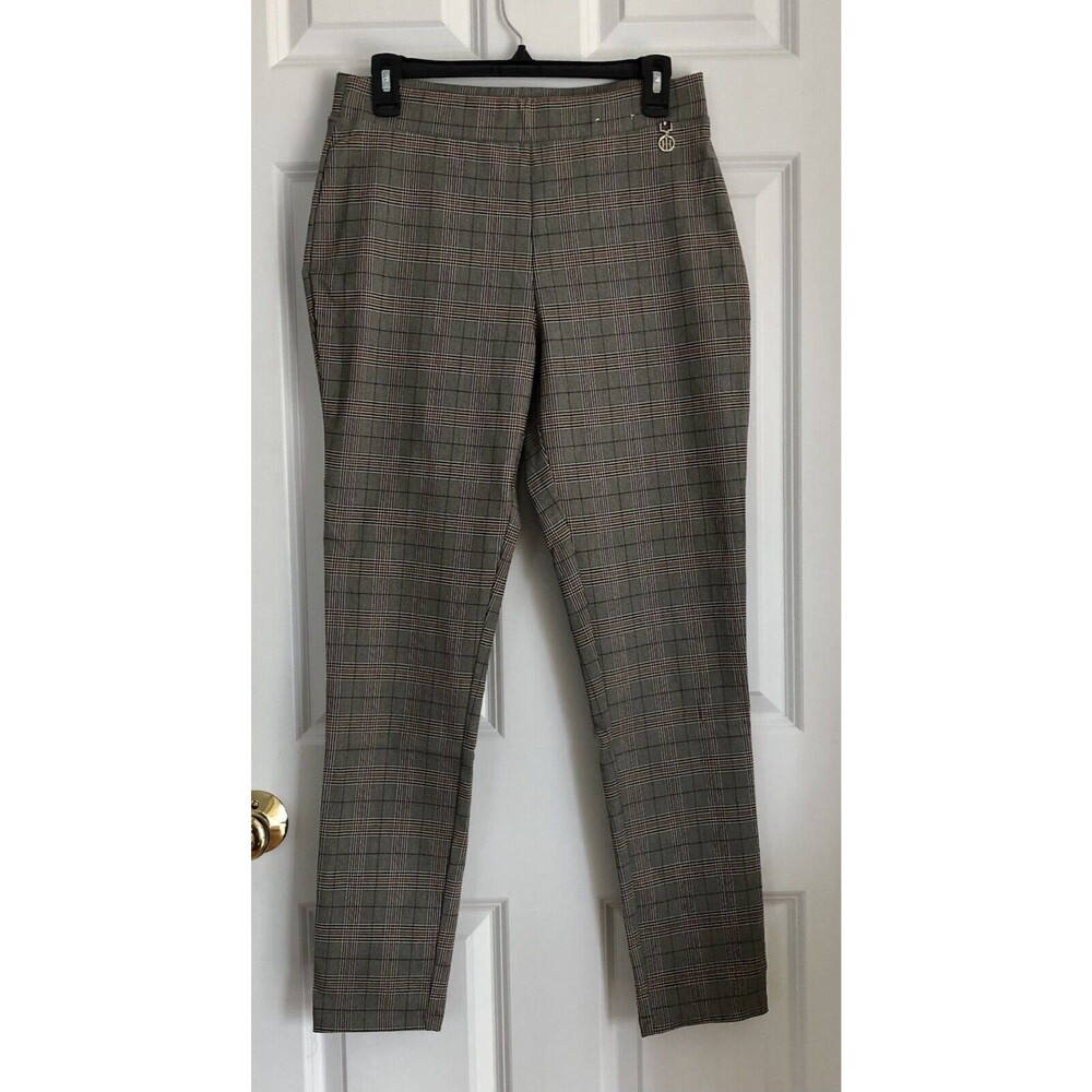 Tommy Hilfiger Women's Dress Pants Size 10 Pullon Career Plaid Flat Front Strech
